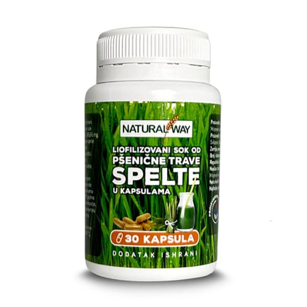 LIOFILIZOVANI ZELENI SOK SPELTE (Triticum Spelta) 30 KPS 500mg NATURAL WAY