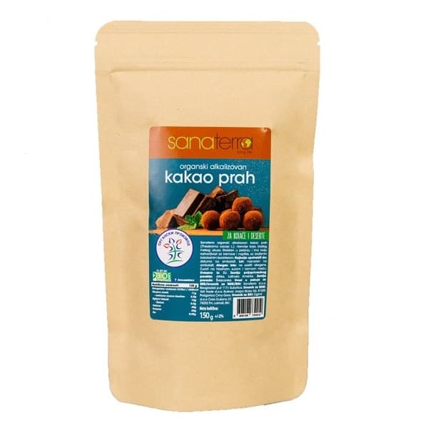 Organski alkalizovani kakao prah 150g Sanaterra