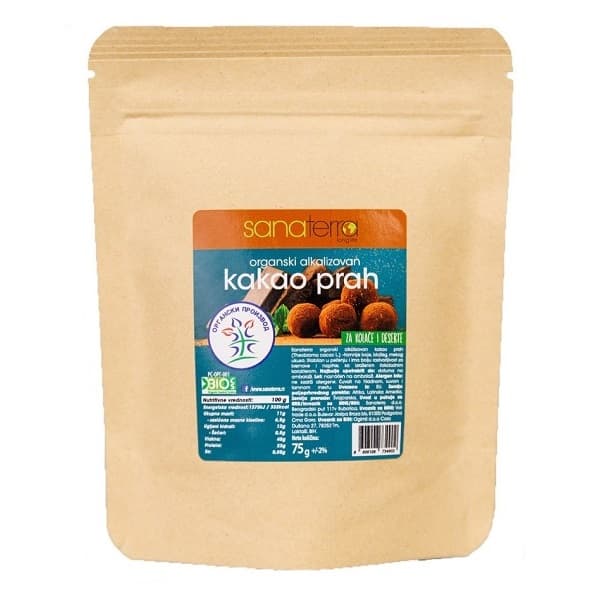 Organski alkalizovani kakao prah 75g Sanaterra