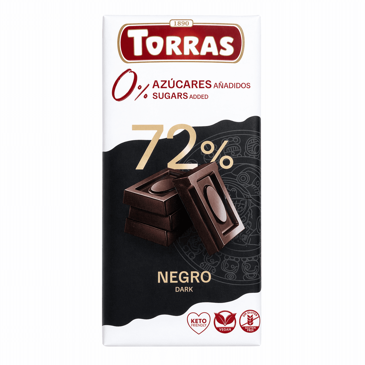 Tamna čokolada bez šećera 72% kakao 75g TORRAS